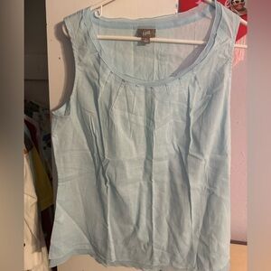 J.Jill Light Blue Sleeveless Pleated Cotton Tank Women’s Medium